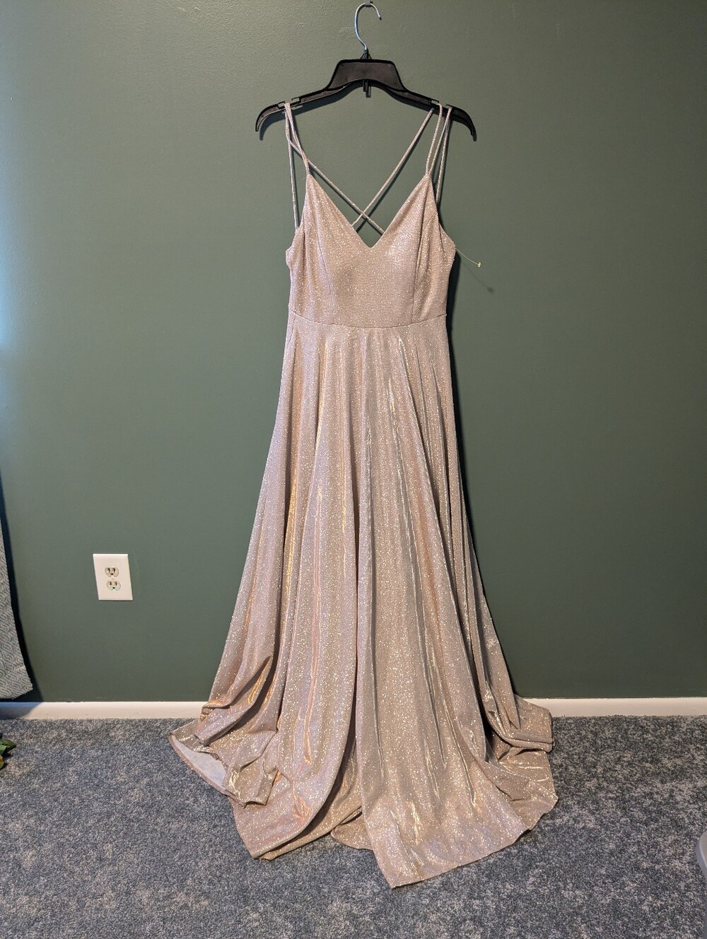 Windsor Shimmery Champagne A-Line Prom Dress